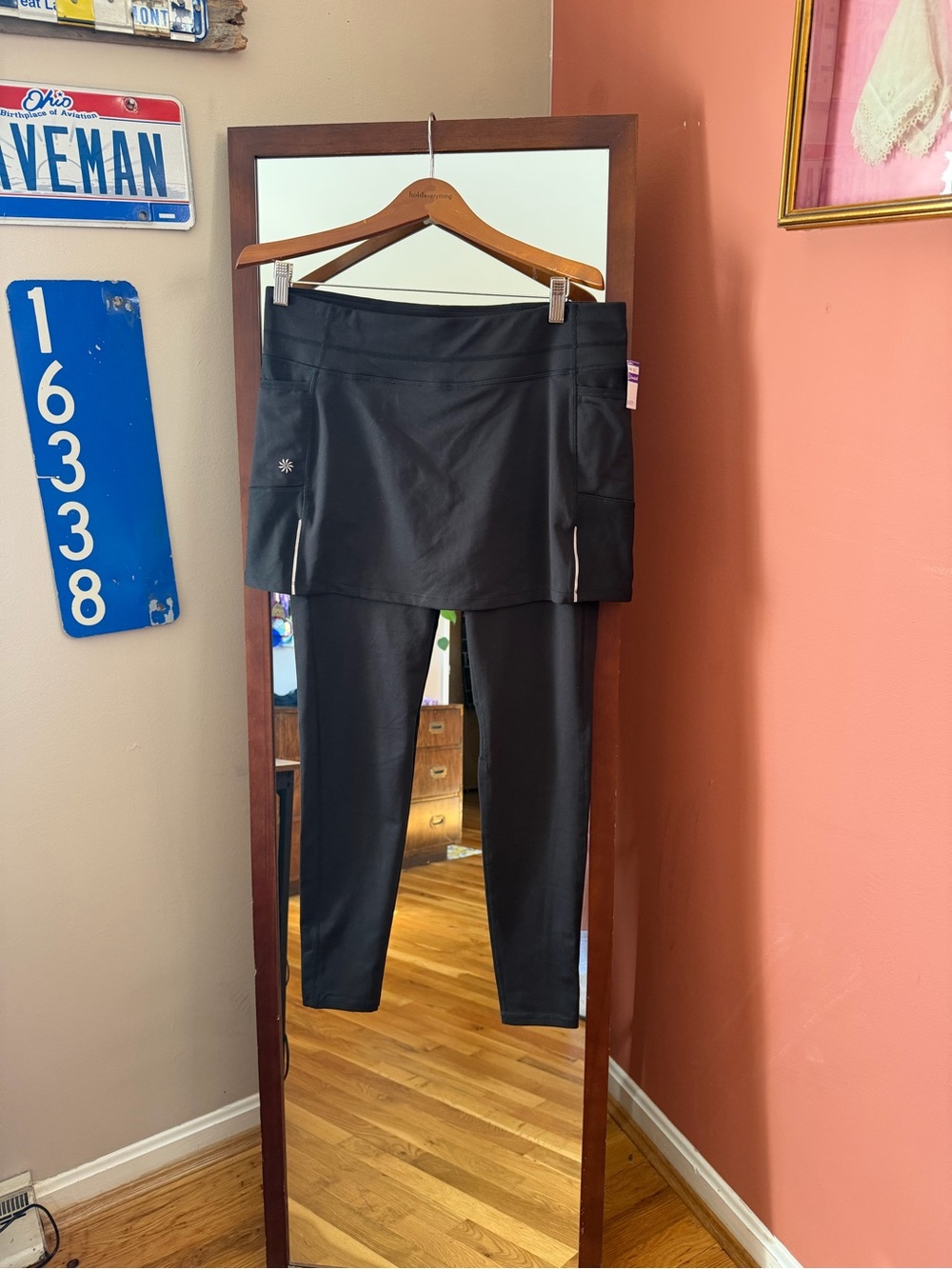 Athleta Black Skort Leggings with Zip Pockets